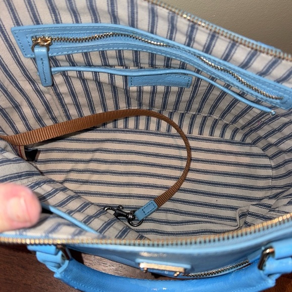 Dooney & Bourke  Satchel  shoulder bag  Saffiano light blue  front zipper pocket - Picture 12 of 15